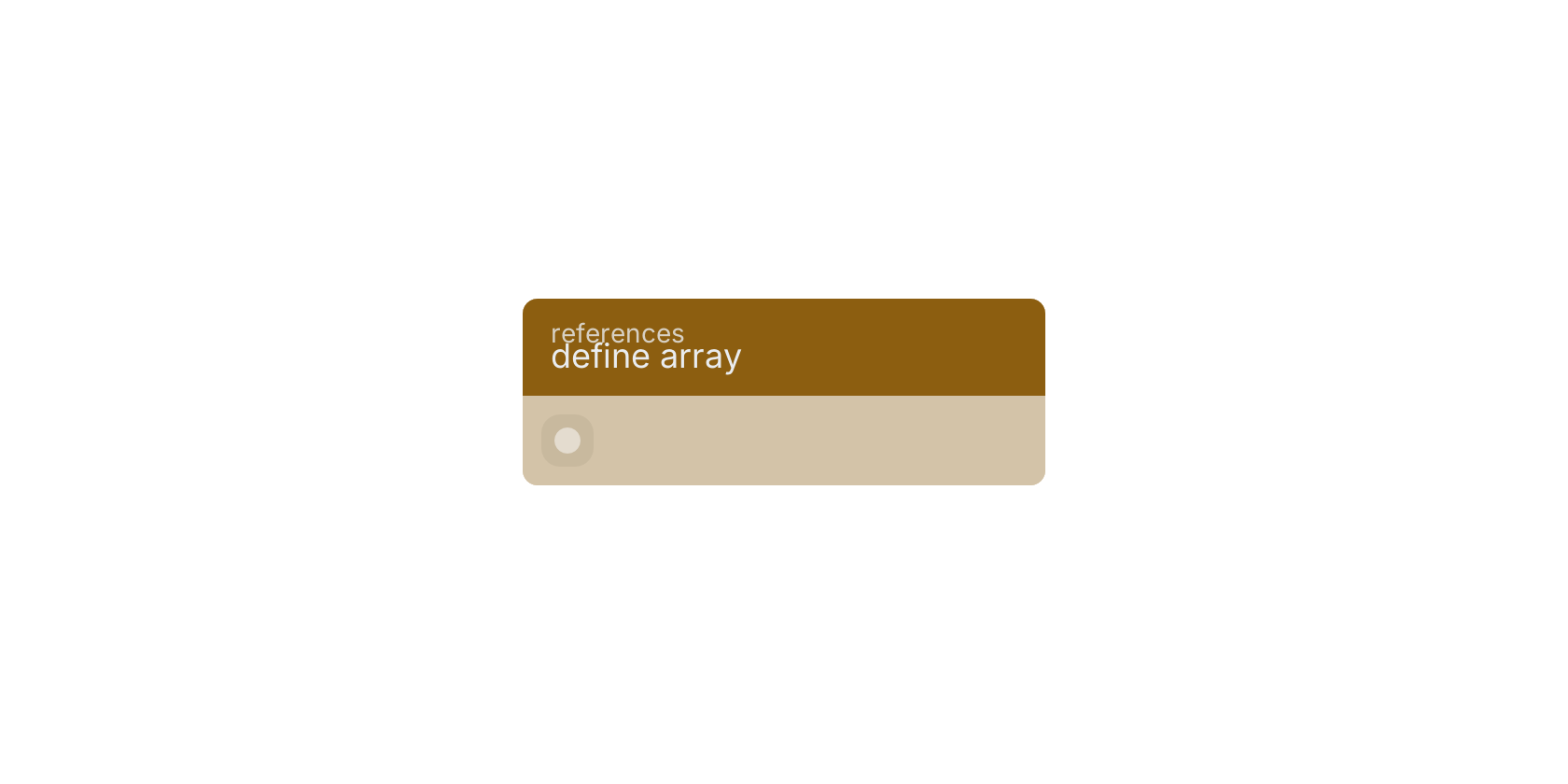 Studio canvas example for the define array block: typical wiring for define array.