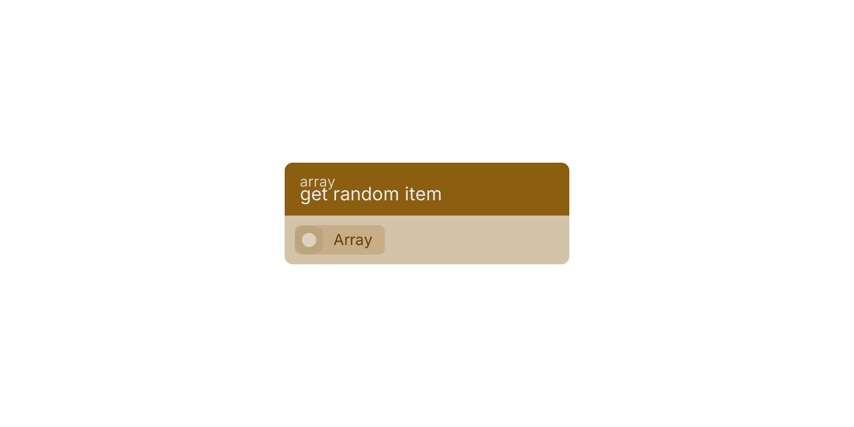 Studio canvas example for the get random item block: typical wiring for get random item.