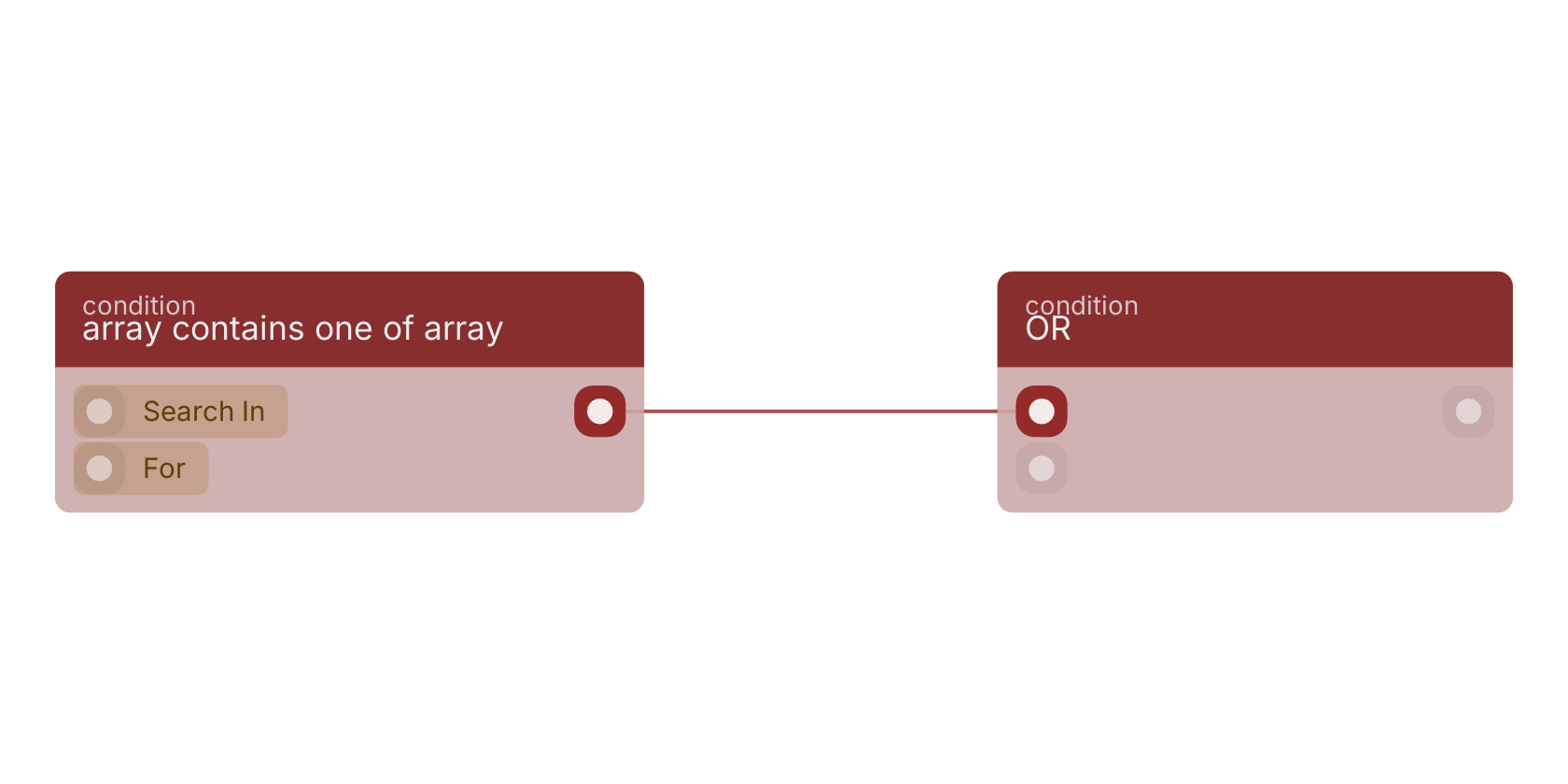 Studio canvas example for the array contains one of array block: typical wiring for array contains one of array.