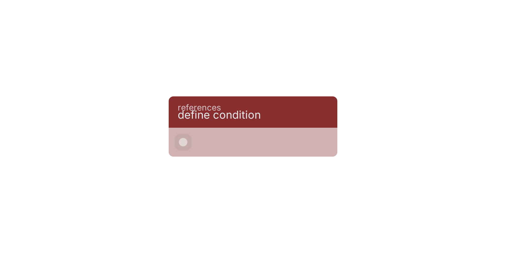 Studio canvas example for the define condition block: typical wiring for define condition.