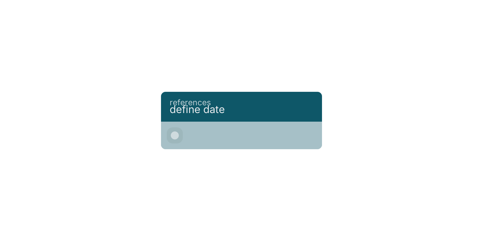 Studio canvas example for the define date block: typical wiring for define date.