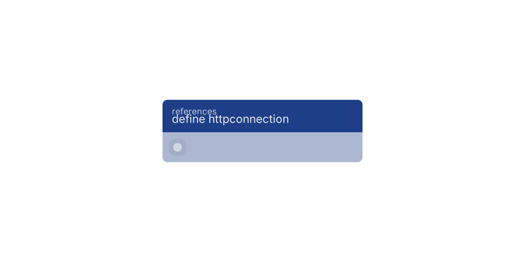 Studio canvas example for the define httpconnection block: typical wiring for define httpconnection.