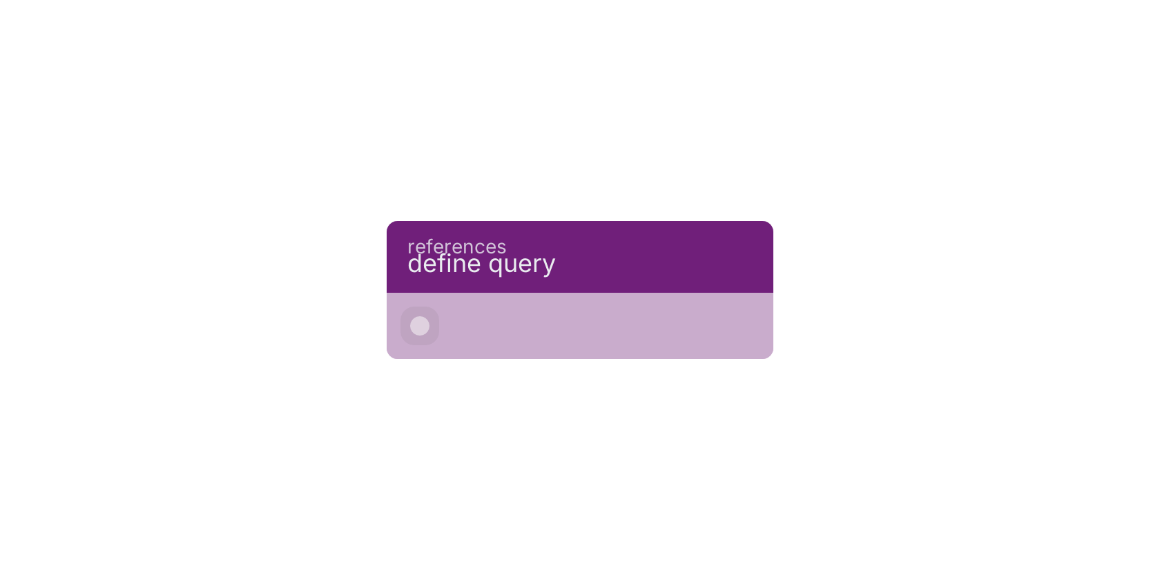 Studio canvas example for the define query block: typical wiring for define query.