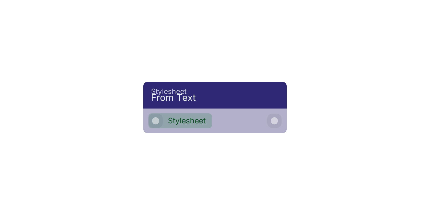 Studio canvas example for the From Text block: typical wiring for From Text.