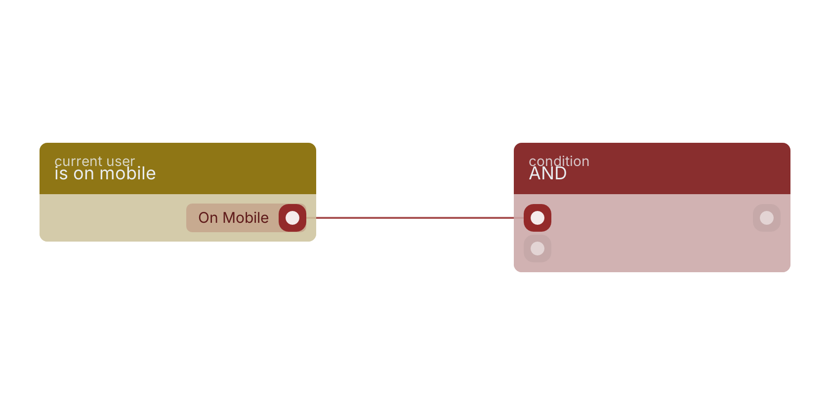 Studio canvas example for the is on mobile block: typical wiring for is on mobile.