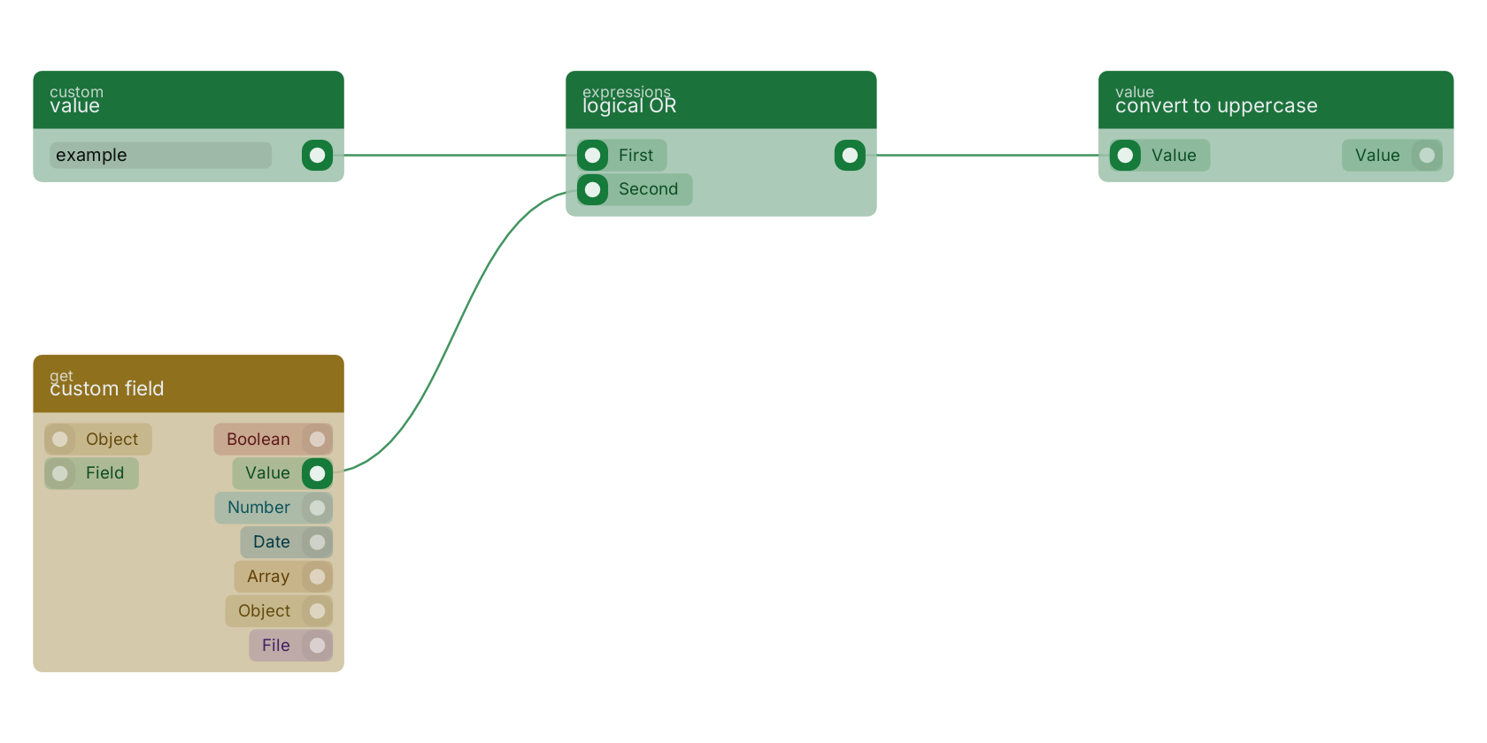 Studio canvas example for the logical OR block: typical wiring for logical OR.
